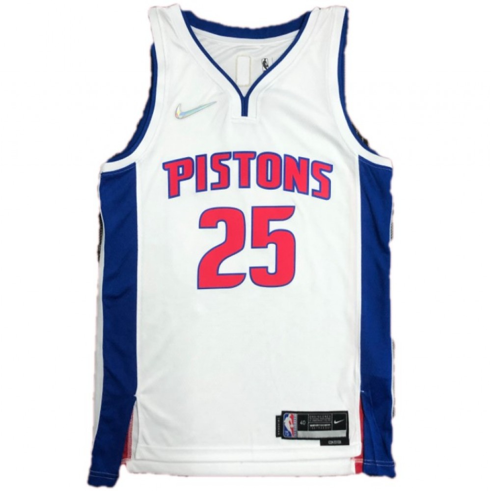 Men's Detroit Pistons Derrick Rose #25 White 2021/22 Swingman NBA Jersey - Icon Edition-Pro Kit Vault | Brand New 26/27 Sports Jerseys